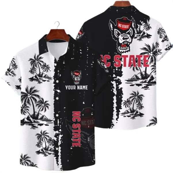 NC State Wolfpack Hawaiian Shirt Waffle Knit Material Options 2027 Personalize Name