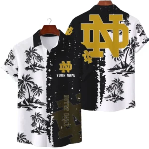 Notre Dame Fighting Irish Hawaiian Shirt Waffle Knit Material Options 2027 Personalize Name