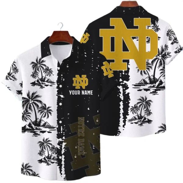 Notre Dame Fighting Irish Hawaiian Shirt Waffle Knit Material Options 2027 Personalize Name