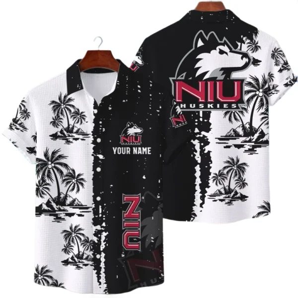 Northern Illinois Huskies Hawaiian Shirt Waffle Knit Material Options 2027 Personalize Name