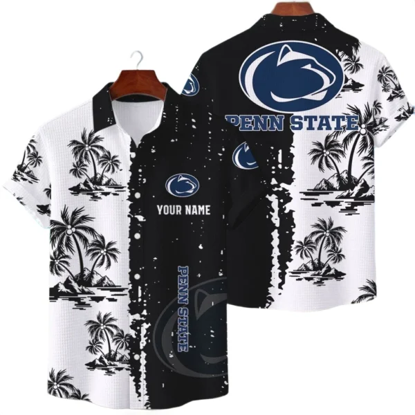 Penn State Nittany Lions Hawaiian Shirt Waffle Knit Material Options 2027 Personalize Name