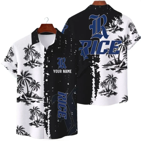 Rice Owls Hawaiian Shirt Waffle Knit Material Options 2027 Personalize Name