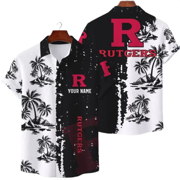 Rutgers Scarlet Knights Hawaiian Shirt Waffle Knit Material Options 2027 Personalize Name