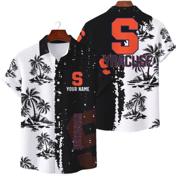 Syracuse Orange Hawaiian Shirt Waffle Knit Material Options 2027 Personalize Name