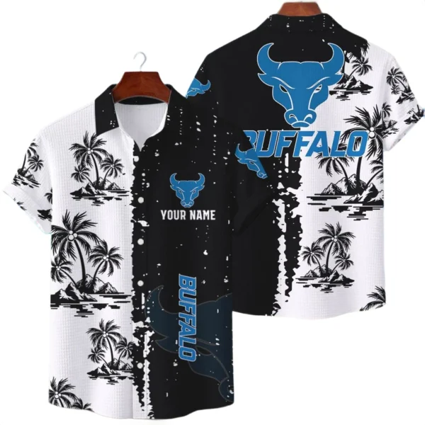 Buffalo Bulls Hawaiian Shirt Premium Lightweight Waffle Knit Customize Name