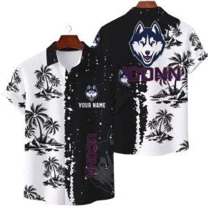 UConn Huskies Hawaiian Shirt Waffle Knit Material Options 2027 Personalize Name