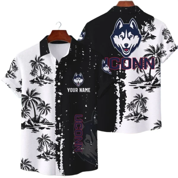 UConn Huskies Hawaiian Shirt Waffle Knit Material Options 2027 Personalize Name