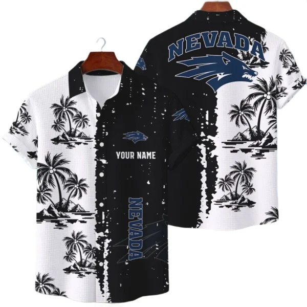 Nevada Wolf Pack Hawaiian Shirt Waffle Knit Material Options 2027 Personalize Name