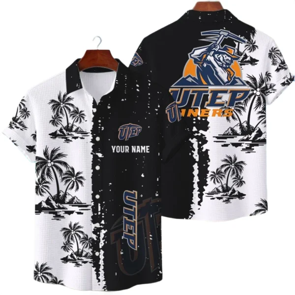 UTEP Miners Hawaiian Shirt Waffle Knit Material Options 2027 Personalize Name