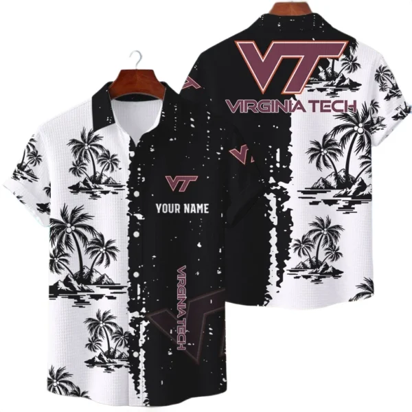 Virginia Tech Hokies Hawaiian Shirt Waffle Knit Material Options 2027 Personalize Name