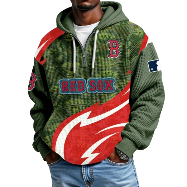 Boston Red Sox Men's Waffle Knit Hoodie Quarter Zip New 2026 Limited