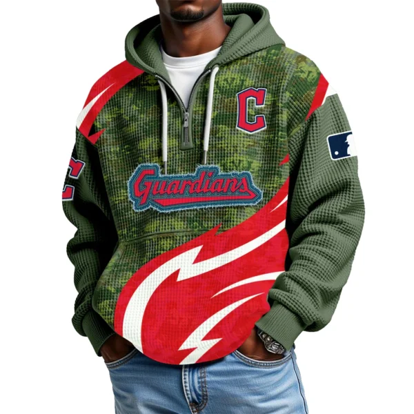 Cleveland Guardians Men's Waffle Knit Hoodie Quarter Zip New 2026 Limited