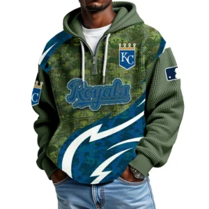 Kansas City Royals Men's Waffle Knit Hoodie Quarter Zip New 2026 Limited