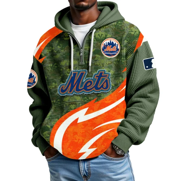 New York Mets Men's Waffle Knit Hoodie Quarter Zip New 2026 Limited