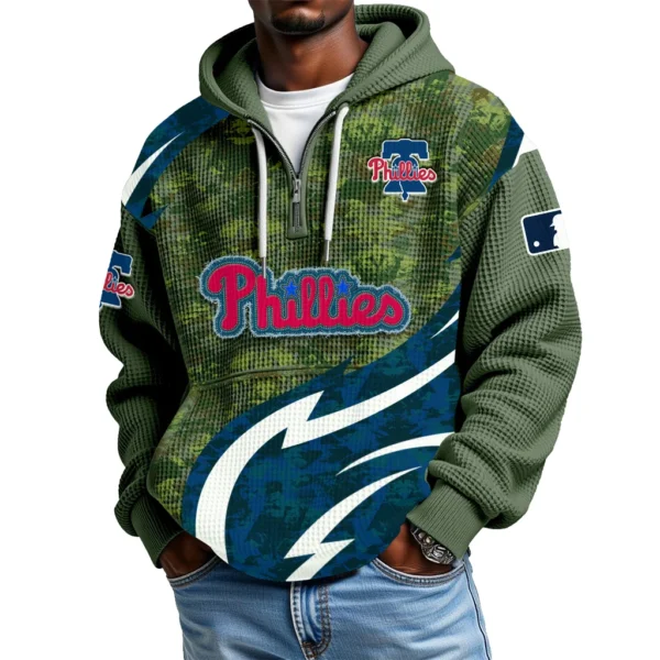 Philadelphia Phillies Men's Waffle Knit Hoodie Quarter Zip New 2026 Limited