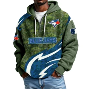 Toronto Blue Jays Men's Waffle Knit Hoodie Quarter Zip New 2026 Limited