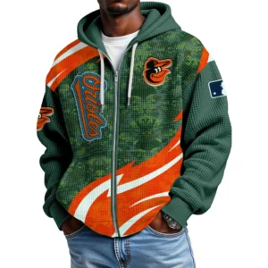 Baltimore Orioles Full Zip-Up Hoodie Waffle Knit 2027 Limited