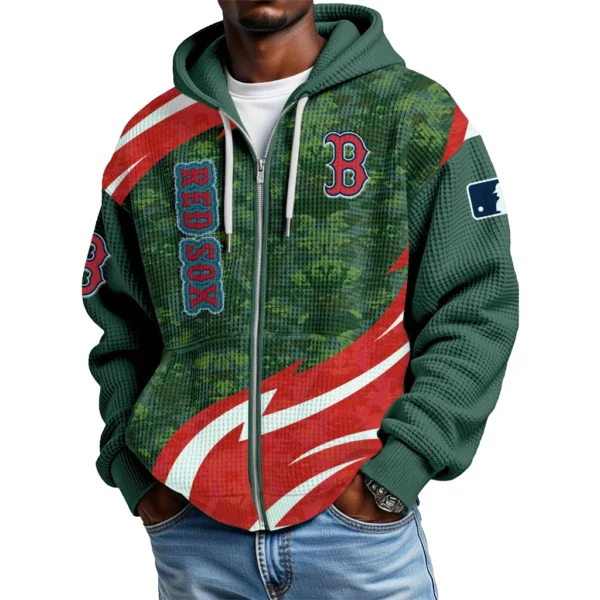 Boston Red Sox Full Zip-Up Hoodie Waffle Knit 2027 Limited