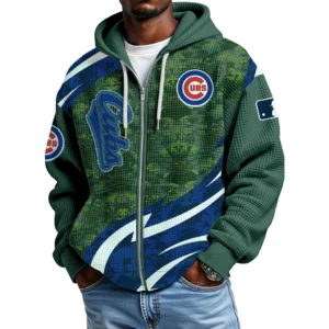 Chicago Cubs Full Zip-Up Hoodie Waffle Knit 2027 Limited