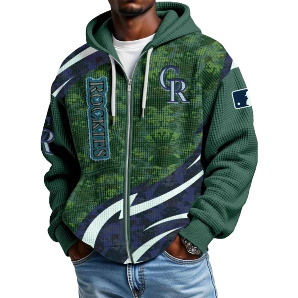 Colorado Rockies Full Zip-Up Hoodie Waffle Knit 2027 Limited