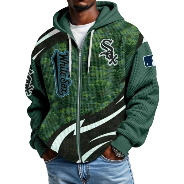 Chicago White Sox Full Zip-Up Hoodie Waffle Knit 2027 Limited