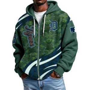 Detroit Tigers Full Zip-Up Hoodie Waffle Knit 2027 Limited