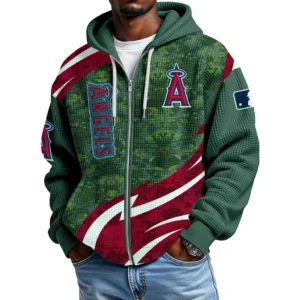 Los Angeles Angels Full Zip-Up Hoodie Waffle Knit 2027 Limited