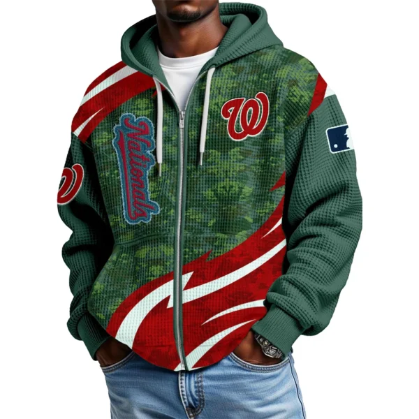 Washington Nationals Full Zip-Up Hoodie Waffle Knit 2027 Limited