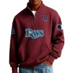 Tampa Bay Rays Men Pullover Sweatshirt Waffle Knit Pocket Quarter Zip New Limited
