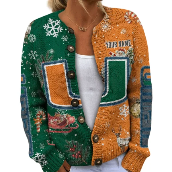 Miami Hurricanes Women’s Knit Sweater Customize Name