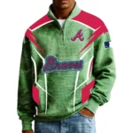 Atlanta Braves Men’s Quarter Zip Pullover Sweatshirt Waffle Knit Pocket 2026 Limited