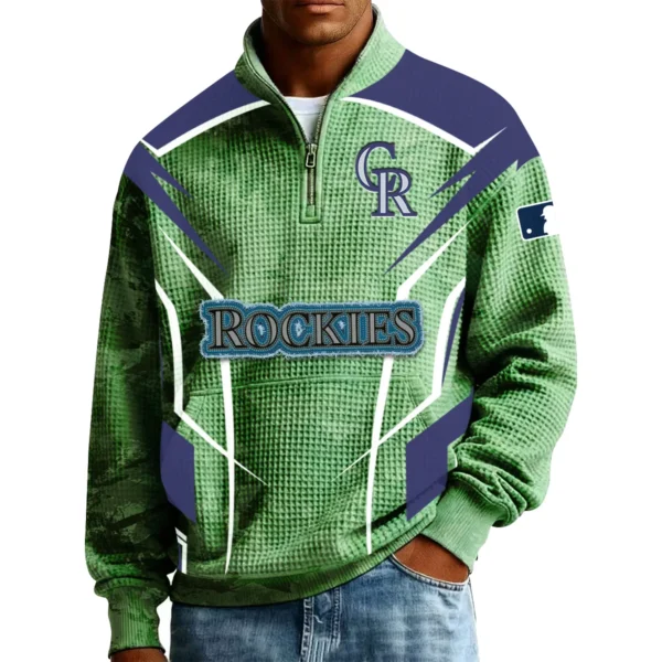 Colorado Rockies Men’s Quarter Zip Pullover Sweatshirt Waffle Knit Pocket 2026 Limited
