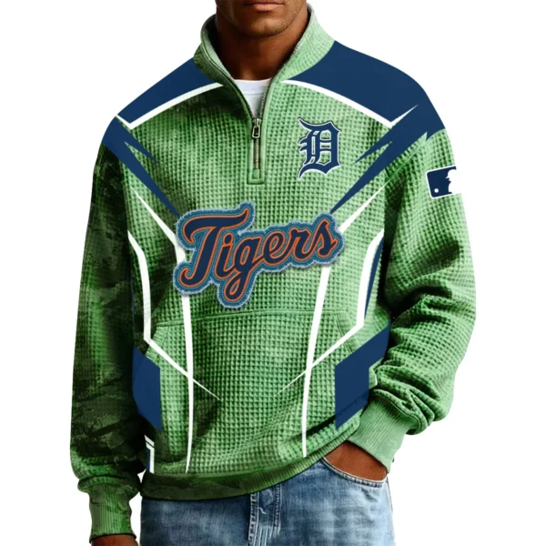 Detroit Tigers Men’s Quarter Zip Pullover Sweatshirt Waffle Knit Pocket 2026 Limited