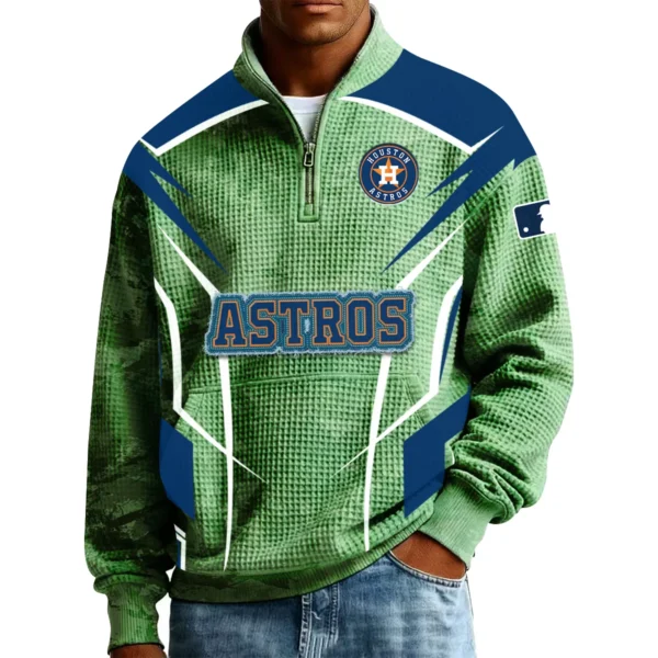 Houston Astros Men’s Quarter Zip Pullover Sweatshirt Waffle Knit Pocket 2026 Limited