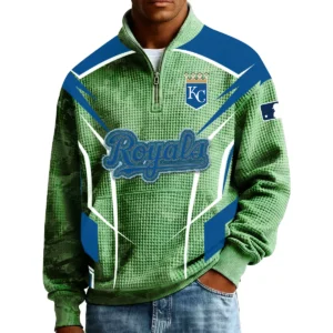Kansas City Royals Men’s Quarter Zip Pullover Sweatshirt Waffle Knit Pocket 2026 Limited