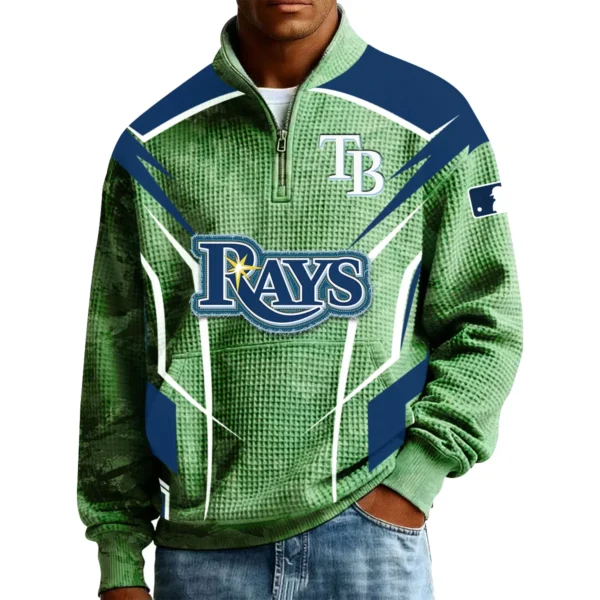 Tampa Bay Rays Men’s Quarter Zip Pullover Sweatshirt Waffle Knit Pocket 2026 Limited
