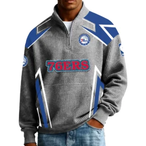 Philadelphia 76ers Men’s Quarter Zip Pullover Sweatshirt Waffle Knit Pocket 2026 Limited