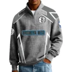Brooklyn Nets Men’s Quarter Zip Pullover Sweatshirt Waffle Knit Pocket 2026 Limited