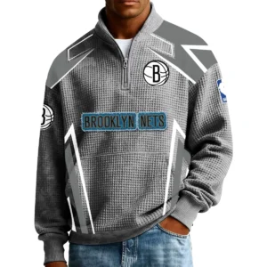 Brooklyn Nets Men’s Quarter Zip Pullover Sweatshirt Waffle Knit Pocket 2026 Limited
