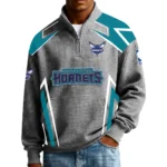 Charlotte Hornets Men’s Quarter Zip Pullover Sweatshirt Waffle Knit Pocket 2026 Limited
