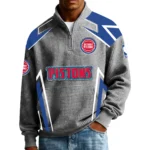 Detroit Pistons Men’s Quarter Zip Pullover Sweatshirt Waffle Knit Pocket 2026 Limited