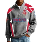 Houston Rockets Men’s Quarter Zip Pullover Sweatshirt Waffle Knit Pocket 2026 Limited