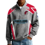 Portland Trail Blazers Men’s Quarter Zip Pullover Sweatshirt Waffle Knit Pocket 2026 Limited