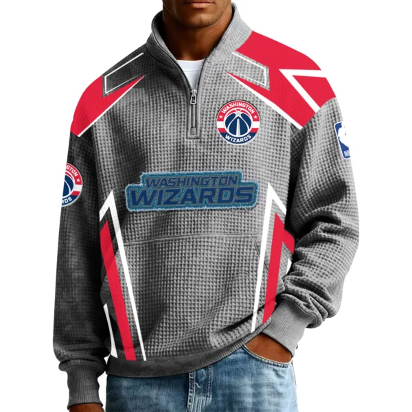 Washington Wizards Men’s Quarter Zip Pullover Sweatshirt Waffle Knit Pocket 2026 Limited