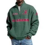 Alabama Crimson Tide Men’s Waffle Knit Quarter Zip Sweatshirt Pullover Pocket