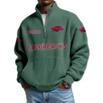 Arkansas Razorbacks Men’s Waffle Knit Quarter Zip Sweatshirt Pullover Pocket