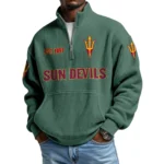Arizona State Sun Devils Men’s Waffle Knit Quarter Zip Sweatshirt Pullover Pocket