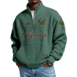 California Golden Bears Men’s Waffle Knit Quarter Zip Sweatshirt Pullover Pocket