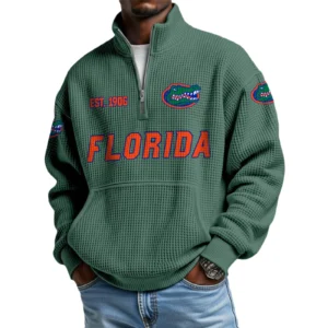 Florida Gators Men’s Waffle Knit Quarter Zip Sweatshirt Pullover Pocket