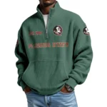 Florida State Seminoles Men’s Waffle Knit Quarter Zip Sweatshirt Pullover Pocket